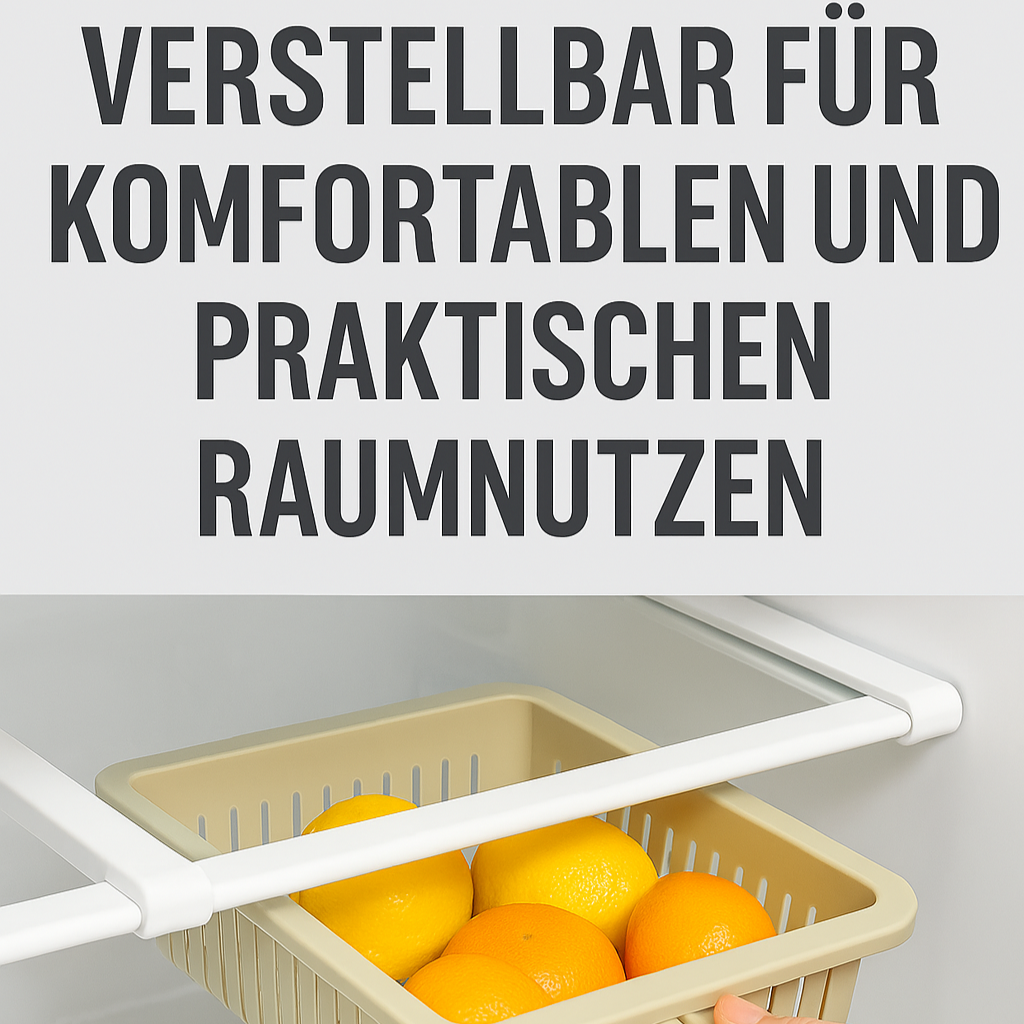 Erweiterbares Aufbewahrungsregal für Kühlschränke