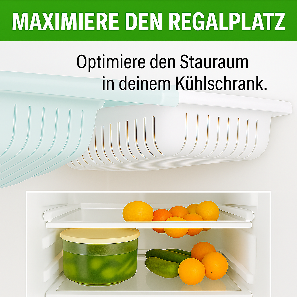 Erweiterbares Aufbewahrungsregal für Kühlschränke